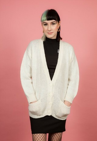 VINTAGE IVORY CARDIGAN BY CAPTIONS TAG SIZE : M
