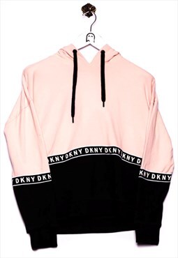 Vintage DKNY Sports Hoodie Colorblocking - Logo Pink
