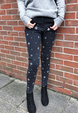 CHARCOAL GEM SKINNY JEANS