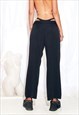 VINTAGE SILK TROUSERS Y2K WIDE LEG PANTS IN BLACK