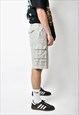 VINTAGE LONG CARGO SHORTS BEIGE GREY FOR MEN MULTI POCKET 