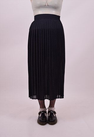 VINTAGE 80'S BLUE WHITE POLKA DOT GRANNY SKIRT SIZE 8