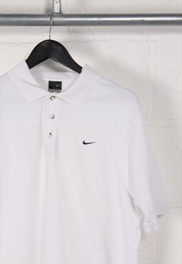 Vintage Nike Polo Shirt in White Sports Top XL