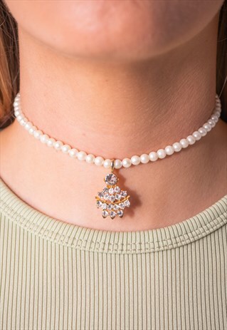 PRELOVED FAUX PEARL CHOKER NECKLACE