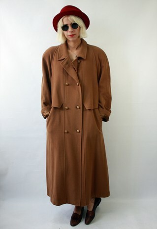 VINTAGE 80'S BROWN CLASSIC DOUBLE-BREASTED COAT