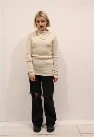 CREAM WAFFLE KNIT JUMPER