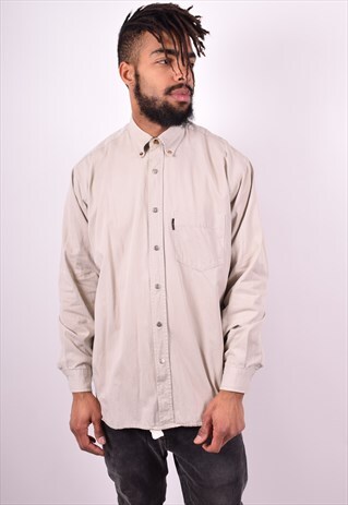 VALENTINO MENS VINTAGE SHIRT XL BEIGE 90'S