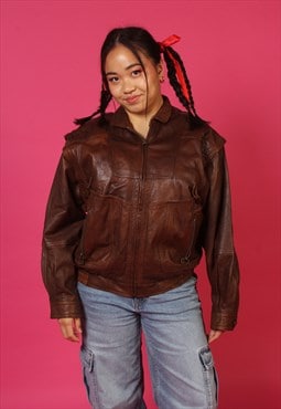 Burgundy 90's Vintage Leather Jacket