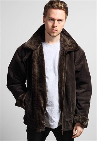 VINTAGE SUEDE FAUX FUR AVIATOR JACKET