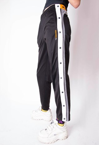 VINTAGE 90S DIADORA POPPER BUTTONING TRACK PANTS ID:7637