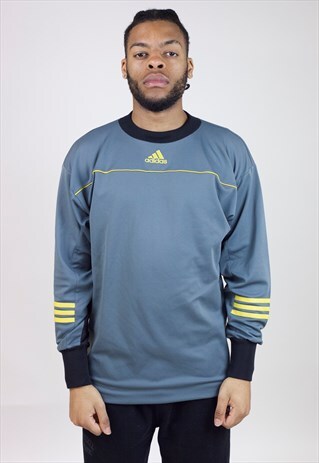 VINTAGE 90'S ADIDAS GREY/BLACK LONGSLEEVE JERSEY T-SHIRT