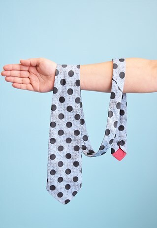 VINTAGE 70'S RETRO TAPESTRY WOVEN POLKA DOT PATTERN TIE
