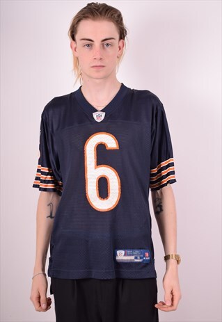 REEBOK MENS VINTAGE NFL CUTLER JERSEY TOP SMALL NAVY BLUE 90