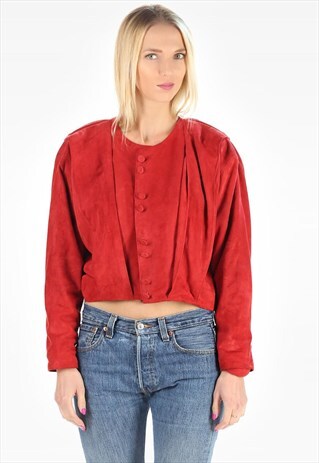 RED SUEDE BOMBER JACKET