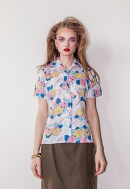 Vintage 90s multi floral color shirt