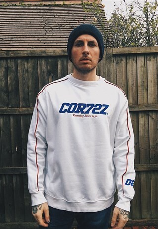 VINTAGE NIKE CORTEZ WHITE EMBROIDERED SWEATER SWEATSHIRT