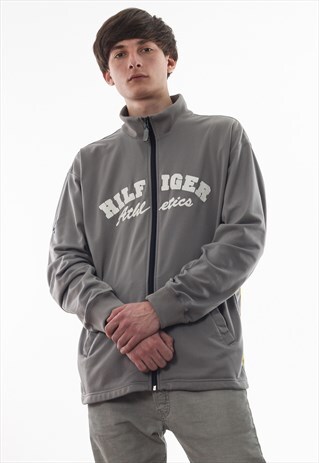VINTAGE TOMMY HILFIGER TRACKSUIT TRACK TOP 90S GREY BIG LOGO