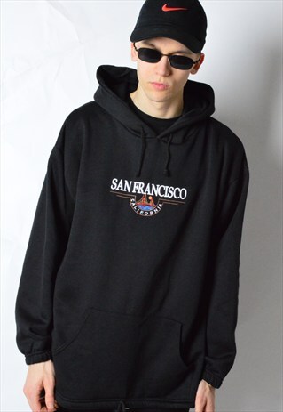 VINTAGE BLACK EMBROIDERED SAN FRANCISCO CALIFORNIA HOODIE