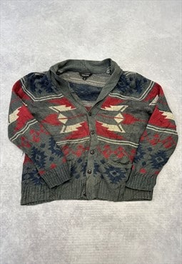 Adam Levine Knitted Cardigan Patterned Grandad Sweater