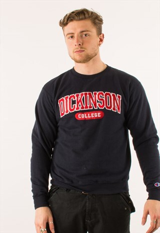 VINTAGE NAVY DICKINSON COLLEGE CREWNECK SWEATSHIRT MEDIUM