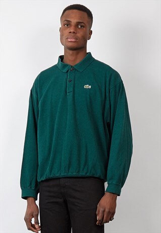 VINTAGE 80'S LACOSTE DARK GREEN POLO SWEATSHIRT