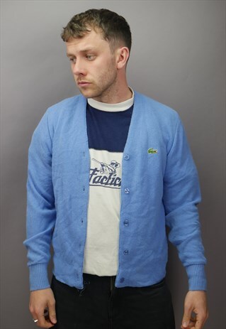 VINTAGE LACOSTE CARDIGAN IN BLUE WITH LOGO