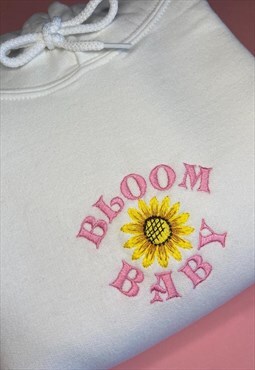 Bloom Baby Embroidered White Hoodie