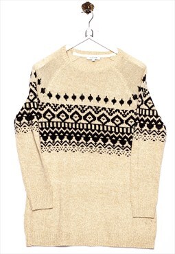 Vintage  myStyle  Sweater Geometric Pattern Beige
