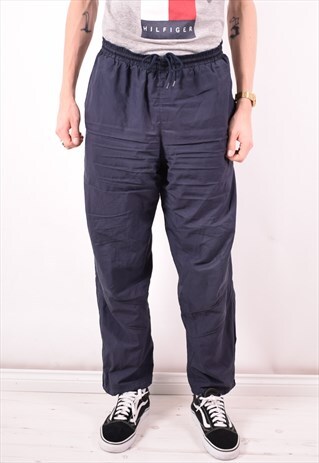 ADIDAS MENS VINTAGE TRACKSUIT TROUSERS MEDIUM NAVY BLUE 90S