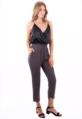 HIGH WAIST BAGGING TROUSER IN GREY