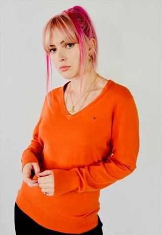 VINTAGE TOMMY HILFIGER ORANGE COTTON SWEATER