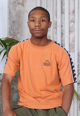 VINTAGE KAPPA TAPE LOGO T-SHIRT ORANGE