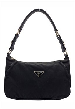 Vintage Prada Re-nylon Baguette Bag, Tessuto, Black