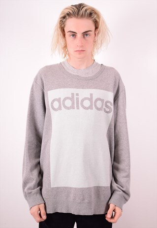 ADIDAS MENS VINTAGE SWEATSHIRT JUMPER XXL GREY 90S