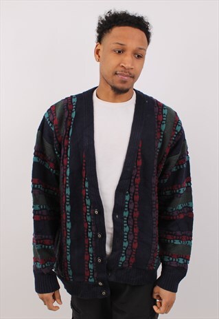 VINTAGE MEN'S SUNDAY COOGI STYLE MULTICOLOUR CARDIGAN