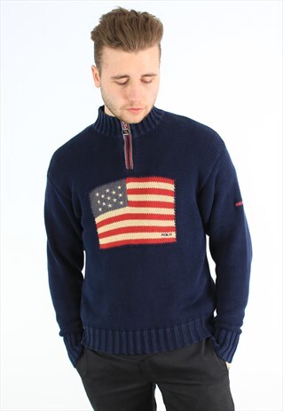 RALPH LAUREN POLO SPORT FLAG KNITTED HALF-ZIP JUMPER