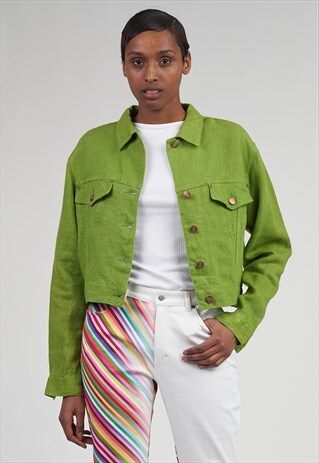 VINTAGE RARE LIME GREEN GAULTIER JUNIOR 90'S LINEN JACKET