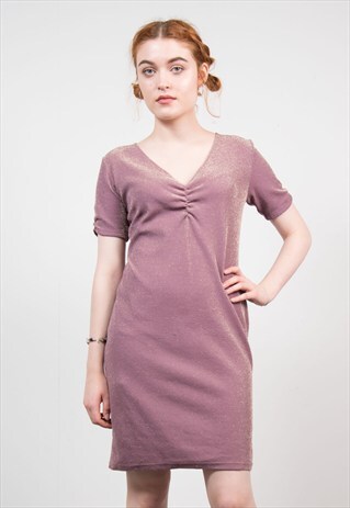 VINTAGE 90'S DARK PINK GLITTERY MINI DRESS