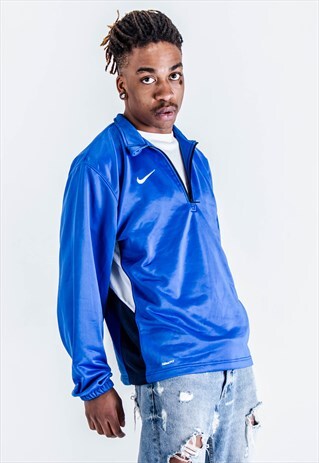 VINTAGE Y2K NIKE DRYFIT 1/4 ZIP IN BLUE