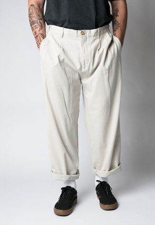 VINTAGE NAUTICA BEIGE CHINO TROUSERS 38W 34L
