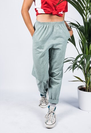 VINTAGE 1980S HIGH-WAISTED TROUSER IN GREEN