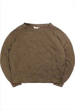 Vintage 90's Basic Sweatshirt Plain Crewneck Khaki