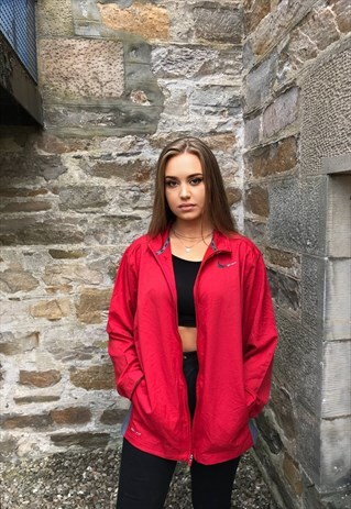 VINTAGE NIKE OVERSIZED UNISEX SHELL TRACK JACKET RED