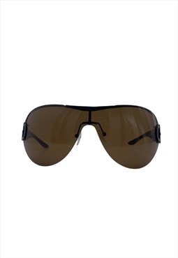 Vintage Y2K Brown Oversized Visor 2000s Sunglasses