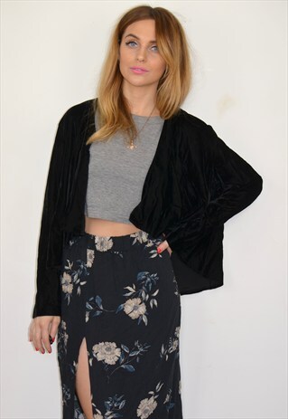 VINTAGE 90S BLACK VELVET KIMONO FESTIVAL JACKET