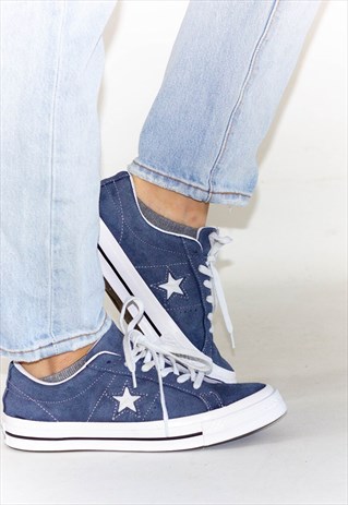 Retro Suede Blue One Star Converse Trainers UK6