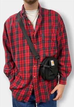 Men's Vintage red and blue chequered flannel shirt