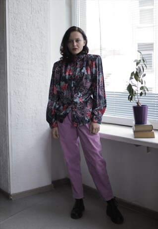 VINTAGE 90'S MULTI COLOUR PATTERNED BUTTON UP BLOUSE