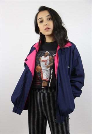 VINTAGE NAVY 90'S PINK-LINED JACKET