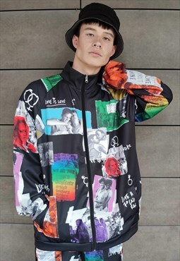 Pride Track top LGBT support sports jacket Gay rainbow hood